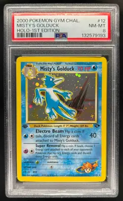2000 Pokemon Gym Challenge 1st Edition Misty's Golduck Holo #12/132 PSA 8 - Image 1