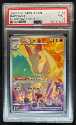 2025 Pokemon Destined Rivals Rapidash #189/182 PSA 9 - Image 1