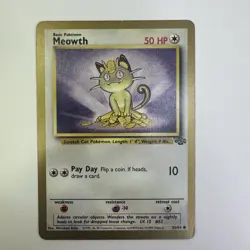 Nintendo Pokemon Meowth Jungle 56/64 Rare Promo 50 HP 1999 TCG Card - Image 1