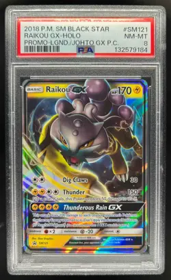 2016-19 Pokemon SM Black Star Promos Raikou #SM121 PSA 8 - Image 1