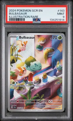 2024 POKEMON SCR EN-STELLAR CROWN ILLUSTRATION RARE #143 BULBASAUR PSA 9 - Image 1