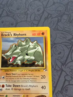 Pokemon: Brock's Rhyhorn #22/132 Rare Non-holo Heroes 2000 WOTC - NM - J84 - Image 4
