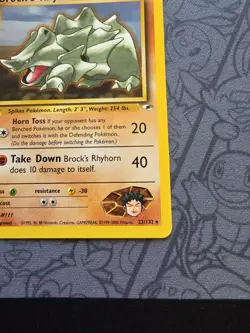 Pokemon: Brock's Rhyhorn #22/132 Rare Non-holo Heroes 2000 WOTC - NM - J84 - Image 5