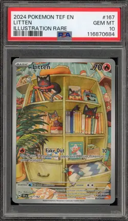 Pokemon Litten Temporal Forces Illustration Rare #167 PSA 10 Gem Mint - Image 1