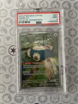 Pokemon SV Scarlet & Violet 151 ETB Promo Snorlax 051 PSA 9 MINT - Image 1