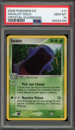 Pokemon Swalot EX Crystal Guardians Holo Rare #11 PSA 10 Gem Mint - Image 1