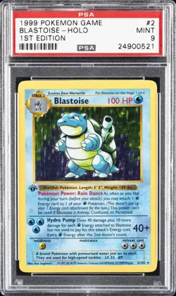 1999 POKEMON GAME 1ST ED #2 BLASTOISE-HOLO PSA 9 - Image 1