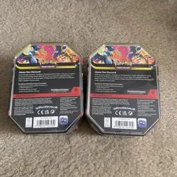 Pokemon TCG Mega Charizard X & Y Tins Art Set Of BOTH TINS - Brand New & Sealed! - Image 2