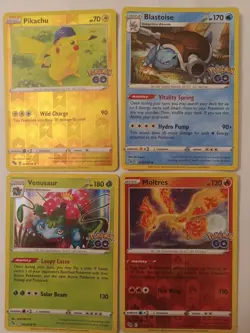 Pokemon TCG/2022 Pokemon GO/Lot Of 4/Holo/Pikachu, Blastoise, Venusaur, Moltres - Image 1
