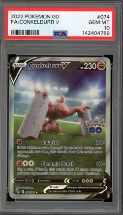 Pokemon Conkeldurr V Pokemon Go Full Alt Art #074 PSA 10 Gem Mint - Image 1