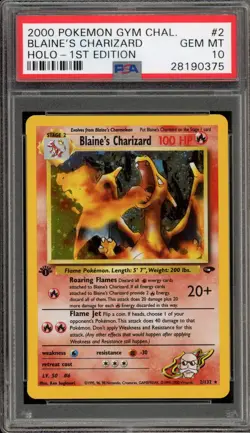 Pokemon Blaine's Charizard Gym Challenge 1st Edition Holo #2 PSA 10 Gem Mint - Image 1