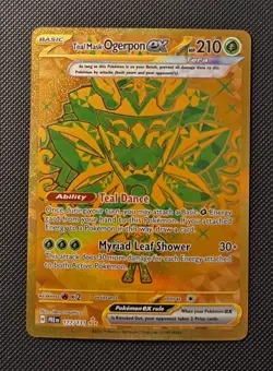 Pokemon TCG Teal Mask Ogerpon EX Prismatic Evolutions 177/131 Hyper Rare Gold - Image 1