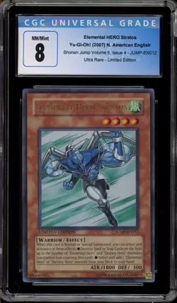 Yu-Gi-Oh! Elemental Hero Stratos Shonen Jump Ultra Rare JUMP-EN012 CGC 8 - Image 1
