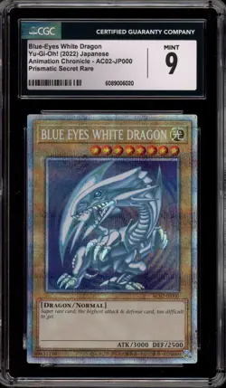 Yu-Gi-Oh! Blue-Eyes White Dragon Japanese Prismatic Secret Rare AC02-JP000 CGC 9 - Image 1