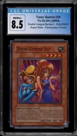 Yu-Gi-Oh! Toon Gemini Elf Duelist League Series 6 Promo DL6-EN001 CGC 8.5 - Image 1