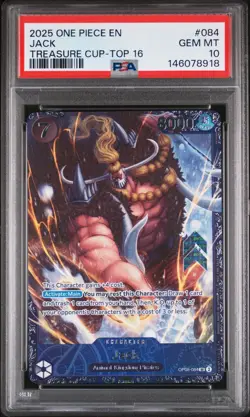 PSA 10 2025 One Piece #084 JACK Treasure Cup Top 16 English GEM MINT - Image 1