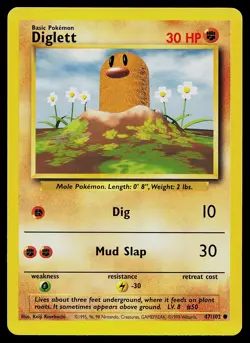 Pokemon Card - Diglett Base Set Fight Symbol Error 47/102 Common - Image 1