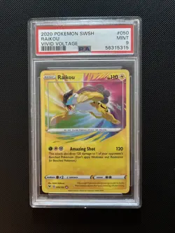 PSA 9 Pokemon TCG Raikou Vivid Voltage Holo Card 050/185 Amazing Rare - Image 1