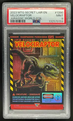 2023 Magic MTG Jurassic World Secret Lair Velociraptor Foil #1390 PSA 9 - Image 1