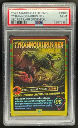2023 Magic MTG Jurassic World Secret Lair Tyrannosaurus rex #1389 PSA 9 - Image 1