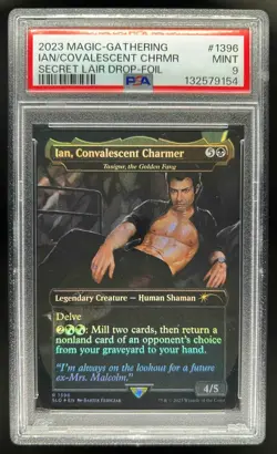 2023 Magic Jurassic World Secret Lair Ian Convalescent Charmer Foil #1396 PSA 9 - Image 1