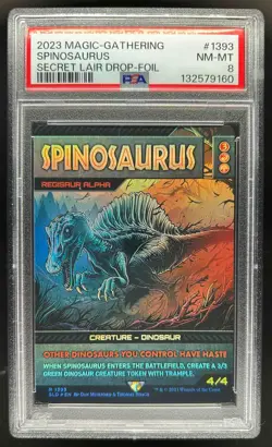2023 Magic MTG Jurassic World Secret Lair Spinosaurus Foil #1393 PSA 8 - Image 1