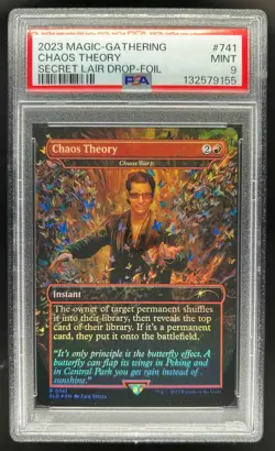 2023 Magic Secret Lair Jurassic World Dr Ian Malcolm Chaos Warp Foil #741 PSA 9 - Image 1