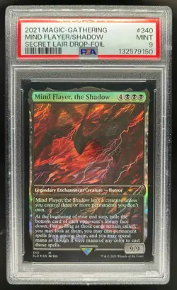 2021 Magic MTG Secret Lair x Stranger Things Mind Flayer Shadow Foil #340 PSA 9 - Image 1