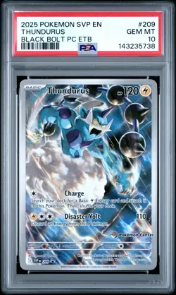 PSA 10 Thundurus #209 Black Bolt PC ETB Pokemon Center SVP EN 2025 - FAST SHIP - Image 1
