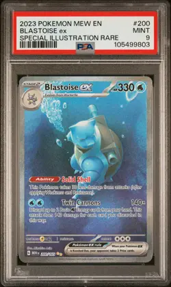 2023 POKEMON MEW EN-151 SPECIAL ILLUSTRATION RARE #200 BLASTOISE EX PSA 9 - Image 1