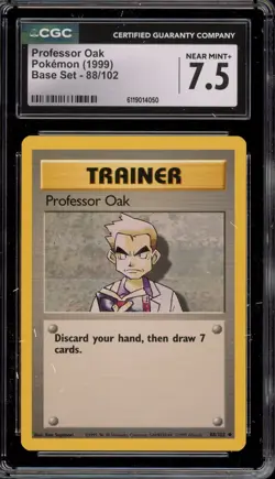 Pokemon Professor Oak Base Set Unlimited #88 CGC 7.5 - Image 1