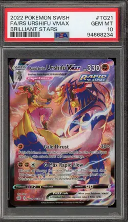 Pokemon Rapid Strike Urshifu VMAX Brilliant Stars Full Art #TG21 PSA 10 Gem Mint - Image 1