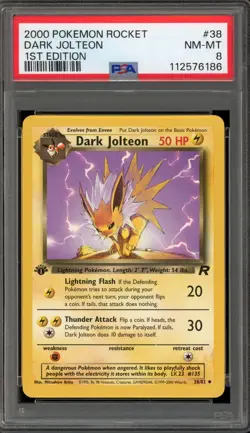 Pokemon Dark Jolteon Team Rocket 1st Edition #38 PSA 8 - Image 1