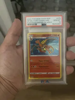 2022 Pokemon Center UK Special Delivery Charizard SWSH075 Promo Holo PSA 10 - Image 1