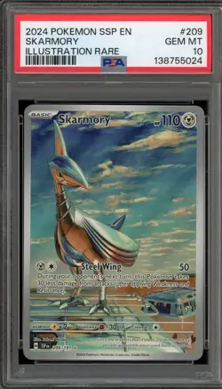 Pokemon Skarmory Surging Sparks Illustration Rare #209 PSA 10 Gem Mint - Image 1