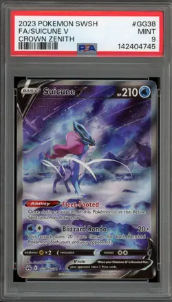 Pokemon Suicune V Crown Zenith Galarian Gallery Full Art #GG38 PSA 9 Mint - Image 1