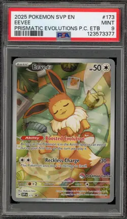 Pokemon Center Stamp Promo Eevee Prismatic Evolutions ETB SVP EN 173 PSA 9 Mint - Image 1