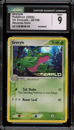 Pokemon Grovyle EX Emerald Reverse Holo #28 CGC 9 Mint - Image 1