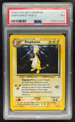 2000 Pokemon Neo Genesis Ampharos Holo /111 PSA 7 - Image 1