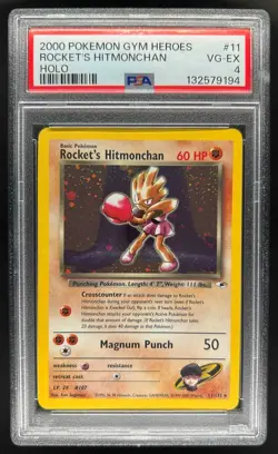 2000 Pokemon Gym Heroes Rocket's Hitmonchan #11/132 PSA 4 - Image 1
