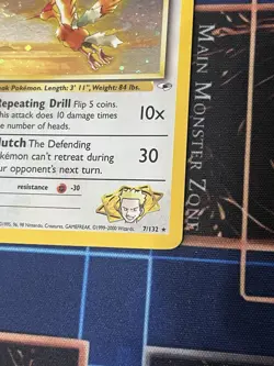 Pokemon TCG Gym Heroes Lt. Surge's Fearow 007/132 Unlimited Holo Rare Swirl - Image 3