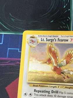 Pokemon TCG Gym Heroes Lt. Surge's Fearow 007/132 Unlimited Holo Rare Swirl - Image 5
