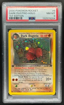 2000 Pokemon Team Rocket First Edition Dark Dugtrio Holo #6/82 PSA 8 - Image 1