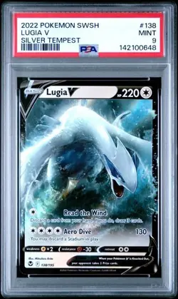 LUGIA V #138 FULL ART SILVER TEMPEST 2022 POKEMON SWSH SWORD & SHIELD PSA 9 MINT - Image 1