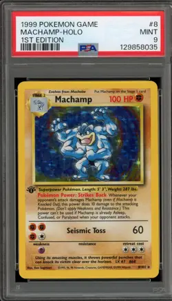 Pokemon Machamp Base Set 1st Edition Holo Rare #8 PSA 9 Mint - Image 1