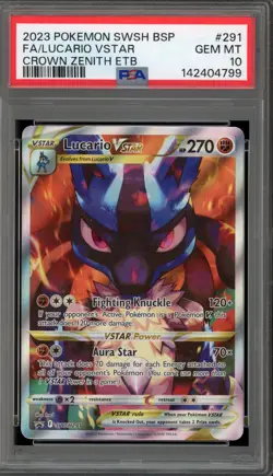 Pokemon Lucario VSTAR Crown Zenith ETB Full Art Promo SWSH291 PSA 10 Gem Mint - Image 1
