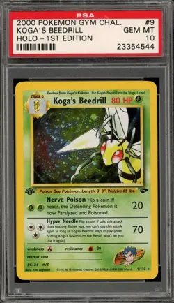 Pokemon Koga's Beedrill Gym Challenge 1st Edition Holo Rare #9 PSA 10 Gem Mint - Image 1