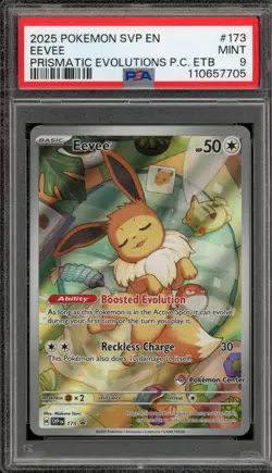 Pokemon Center Stamp Promo Eevee Prismatic Evolutions ETB SVP EN 173 PSA 9 Mint - Image 1