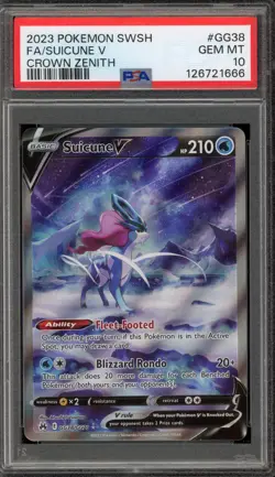 Pokemon Suicune V Crown Zenith Galarian Gallery Full Art #GG38 PSA 10 Gem Mint - Image 1
