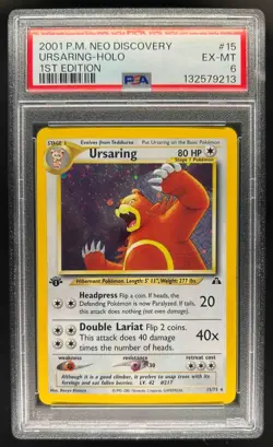 2001 Pokemon Neo Discovery 1st Edition Ursaring Holo #15/75 PSA 6 - Image 1